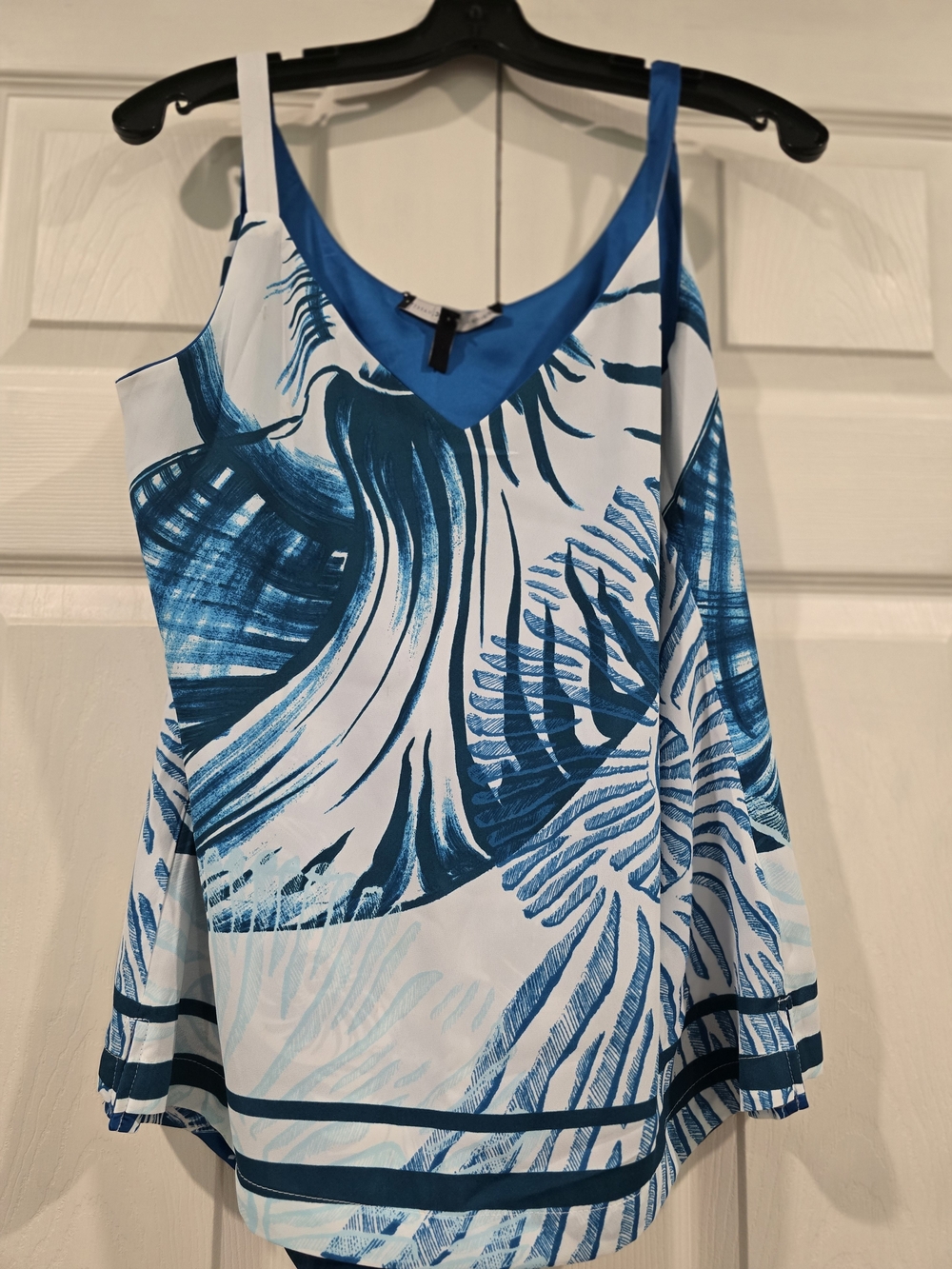 White House Black Market Blue & White Printed Reviersible Camisole